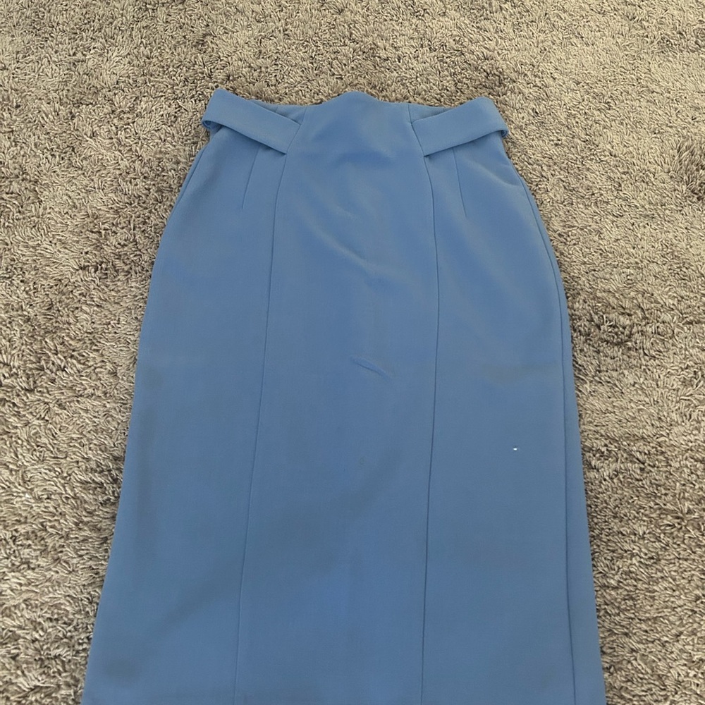 Eva Mendes Blue Pencil Skirt Knee-Length Workwear